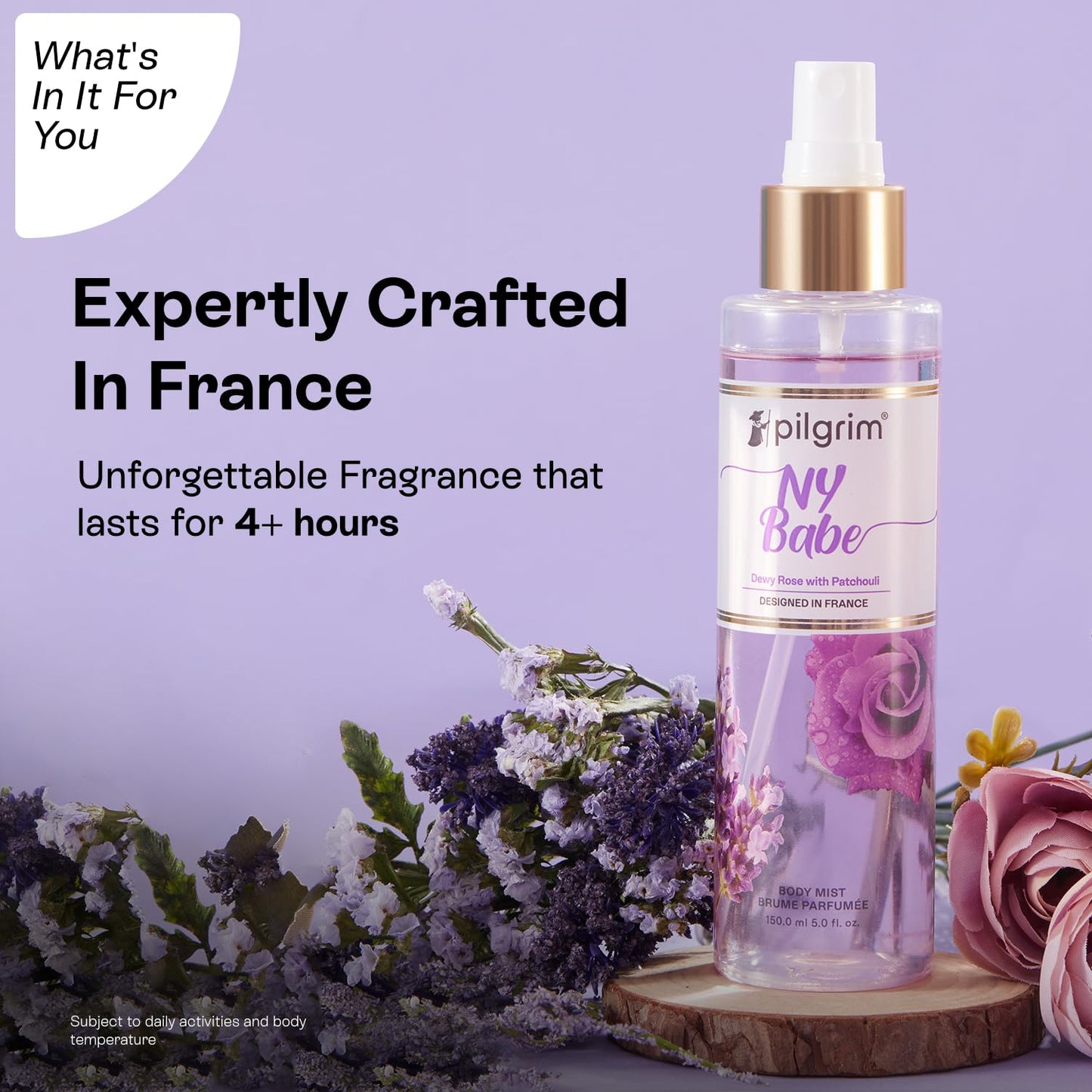 Pilgrim NY Babe Body Mist Cream (Rose With Patchouli) | Long-Lasting Fragrance for Women | Dewy Rose & Bold Patchouli | Designed in France | 150 ml