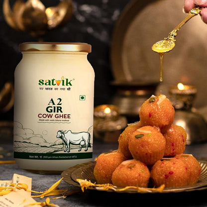 SATVIK PURE GHEE A2 Gir Cow Ghee 1 Litre Churned From Vedic Bilona Method Bilona Ghee A2 Cow Desi Ghee 1 Litre,1.49 Kilograms