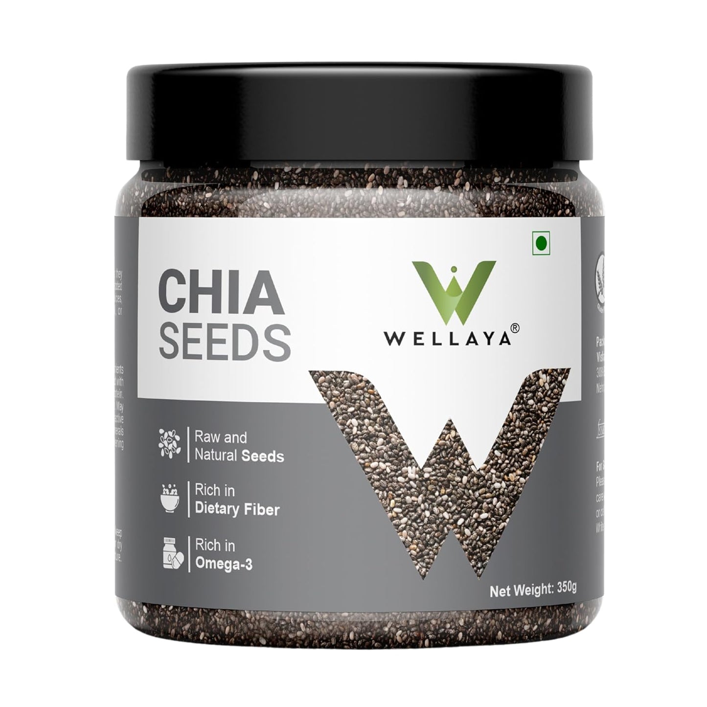 WELLAYA Chia Seeds - | Calcium and Protein Rich Healthy Raw Seeds | Clean Chia Seeds for Eating | Vegan Superfood for Wellness