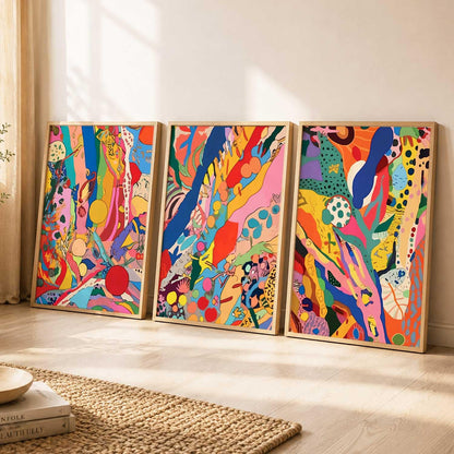 Premium Digital Painting with Frame for Home Decor - Painting for Living Room Bedroom Office Room Decor - Painting for Wall Decoration - Pack of 3 (Modern Art Painting, Design02, 10X13 inch)