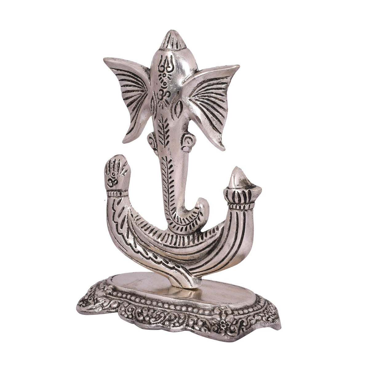 Metal Ganesha Idol Showpiece for Gift & Home Decor - Silver Plated Ganesh Ganpati Statue for Pooja Temple Office Decoration Gifts
