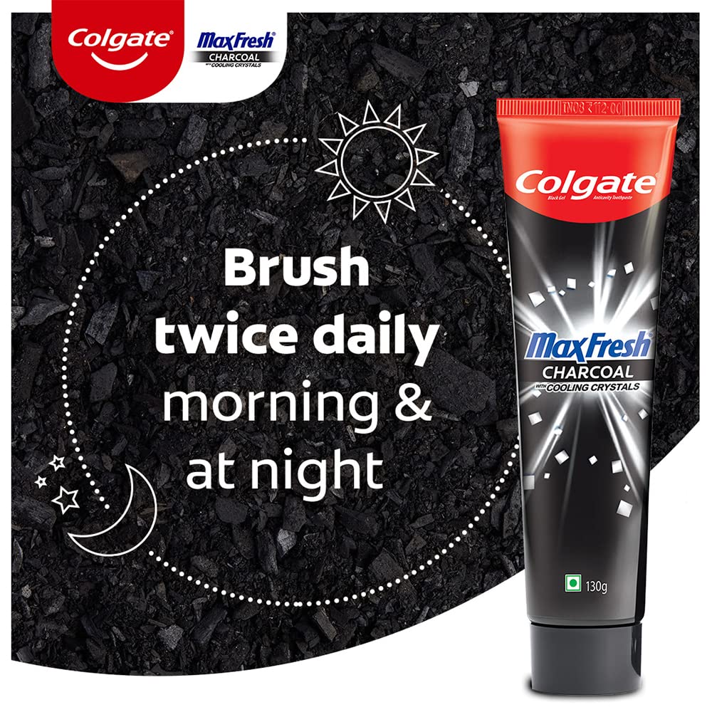 Colgate MaxFresh Toothpaste, Black Gel Paste with Charcoal for Super Fresh Breath, 130gm