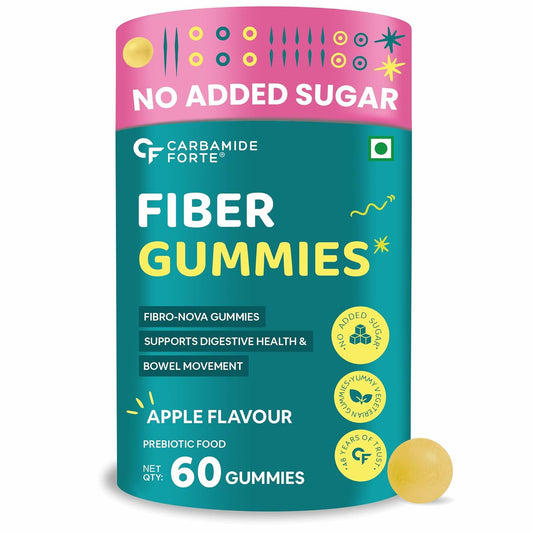 Carbamide Forte Fiber Gummies | Daily Fiber Supplement | Dietary Supplements For Constipation | Healthy Digestion, Weight & Blood Sugar Management | 60 Veg Apple Flavoured Gummies
