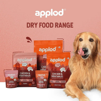 Applod Chicken & Vegetables with Apple & Pomegranate Adult Dry Dog Food | Oven-Baked Complete Nutrition for Skin & Coat Health | Vet-Reviewed Formula | 150g