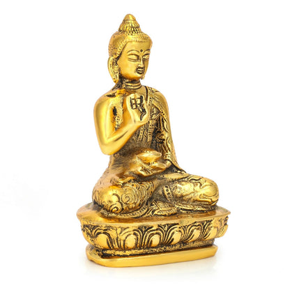 CraftVatika Lord Buddha Idol Statue showpiece for Spiritual & Festive Decor Gift | Metal Figure for Living Bed Room Table Top Diwali Decoration Items & Gifting, Gold
