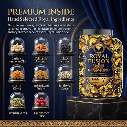 Forest Found Royal Fusion Dry Fruits Trail Mix - | Premium Dry Fruit Mix For Snacking | With Cashews, Almonds, Raisins, Cranberries, Sunflower & Pumpkin Seeds | No Palm Oil & Flavours