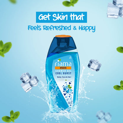 Fiama Men Body Wash Shower Gel Cool Burst, 250ml, Body Wash for Men, feel 3° cooler, with Skin Conditioners for Cool & Refreshed Skin, Mens Moisturizing Bodywash