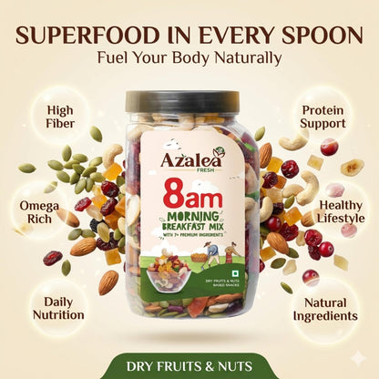Azalea Fresh Premium Dry Fruits Mix 500gm | Healthy Trail Mix with Almonds, Cashews, Cranberries, Raisins & Seeds | Superfood Nut Mix for Daily Energy & Snacking (500 gram)