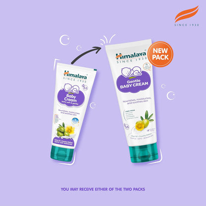 Himalaya Gentle Baby Cream packaging on a purple background
