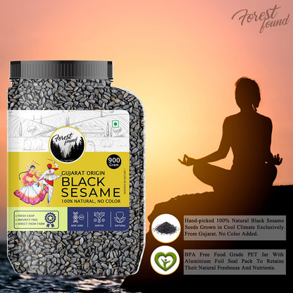 Forest Found Natural Black Sesame Seeds (900g) – High Protein & Calcium Unhulled Kale Til | Fresh Crop Superfood for Hair Growth, Bone Health & Weight Loss