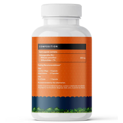 INLIFE Ashwagandha for Dogs (Withania Somnifera) Supplement for Relaxation, Calmness & Composure, 500mg - 60 Vegetarian Capsules
