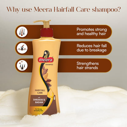 Meera Shampoo Hairfall Care, With Goodness Of Badam and Shikakai, For Men And Women, 340ml, Yellow (MSAM0340HFC02R)