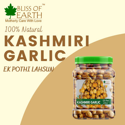 Bliss of Earth Naturally Organic Kashmiri Garlic From Indian Himalayas, Single Clove, Kashmiri Lahsun Ek Pothi, Snow Mountain Garlic- 500 Gm