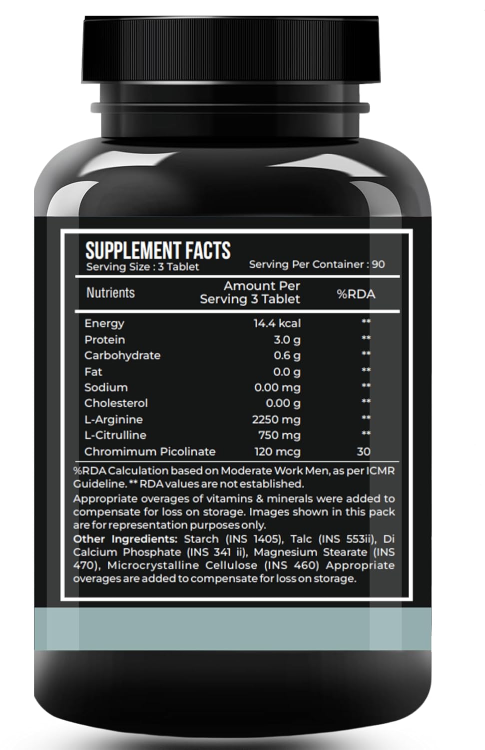 Nutrasium Nitric Oxide Supplement For Man | 2250 mg L-Arginine, 750 mg L-Citrulline with Chromium Picolinate For Supports Nitric Oxide Level, Improve Muscle Pump & Blood Flow, Boost Endurance, Stamina & Performance | 90 veg Tablets.