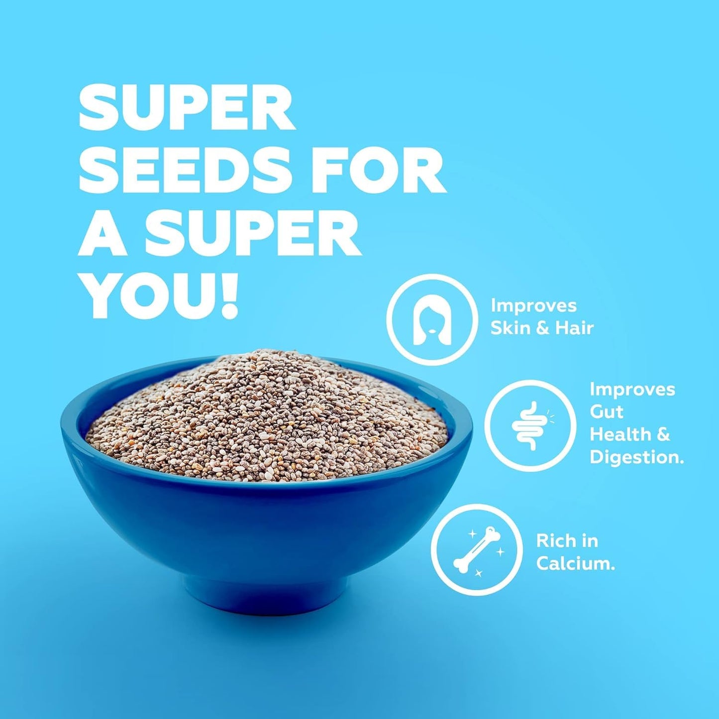 Yogabar Seeds Combo – Chia, Flax, Sunflower & Pumpkin Seeds | High Fiber & Protein | Plant-Based Resealable Packs – 4 x 250g