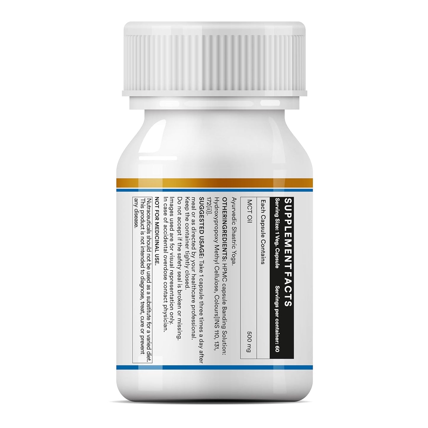 INLIFE Pure MCT Oil C8 C10 Keto Diet Friendly Advanced Products, Weight & Fat Management Food Supplement, 500mg - 60 Vegetarian Capsules (Pack of 1, 60, count)