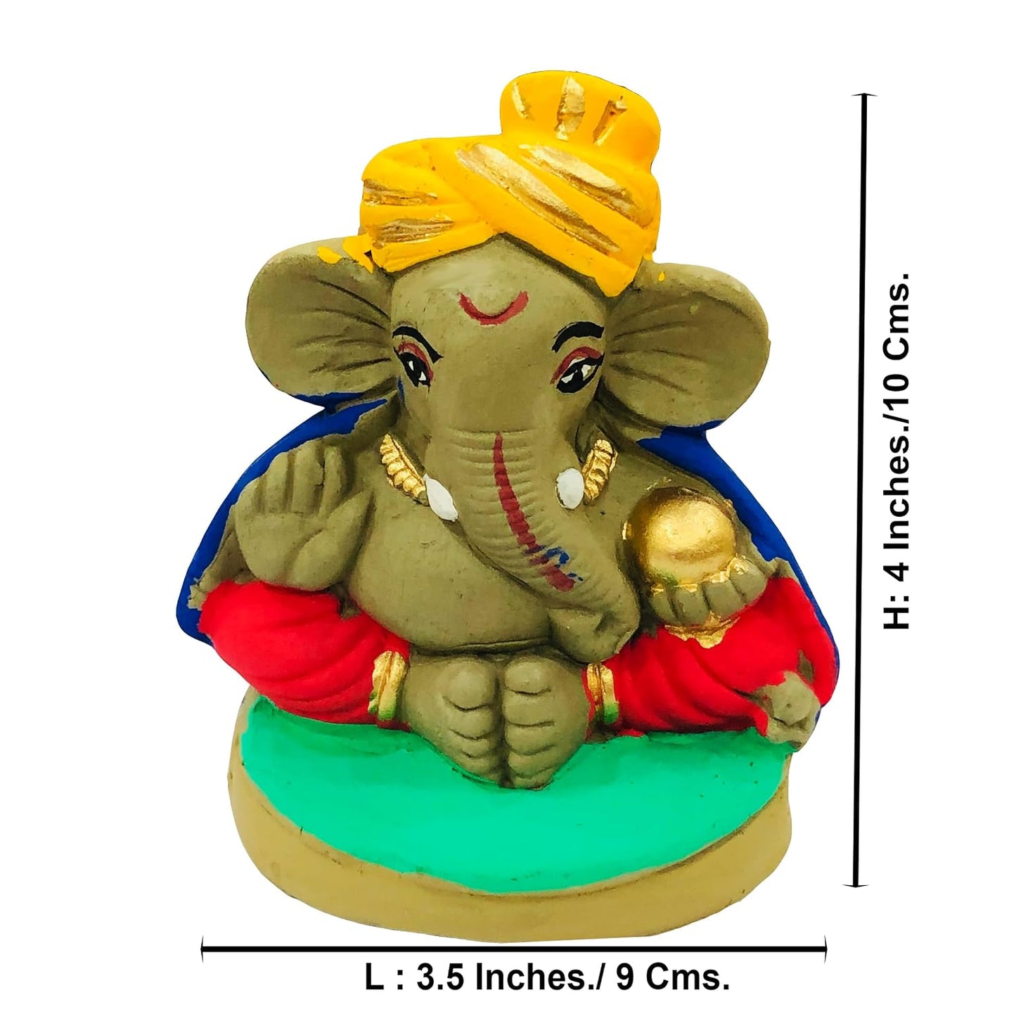 SHOPMEFAST Clay Ganesh Idol, 4 Inches Height, Water Soluble Ganpati Murti for Ganpati Visarjan (Small) (Multicolor)