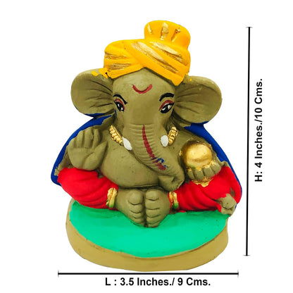 SHOPMEFAST Clay Ganesh Idol, 4 Inches Height, Water Soluble Ganpati Murti for Ganpati Visarjan (Small) (Multicolor)