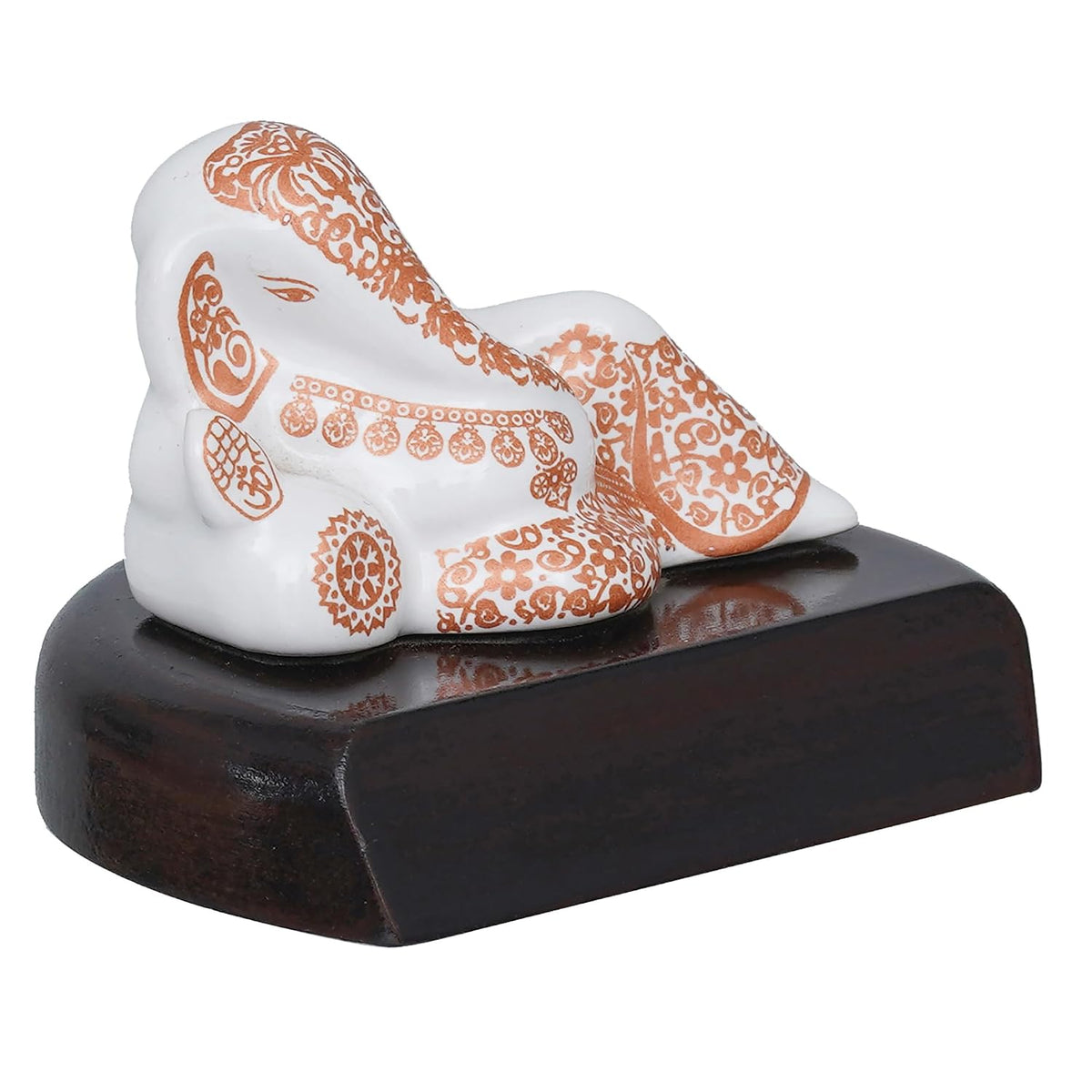 Handcrafted Polyresin White & Orange Lord Ganesha Statue for Home, Temple, Pooja Room, Office, and Car Dashboard - Divine God Idol for Diwali, Ganesh Chaturthi, Birthday Gift Giving