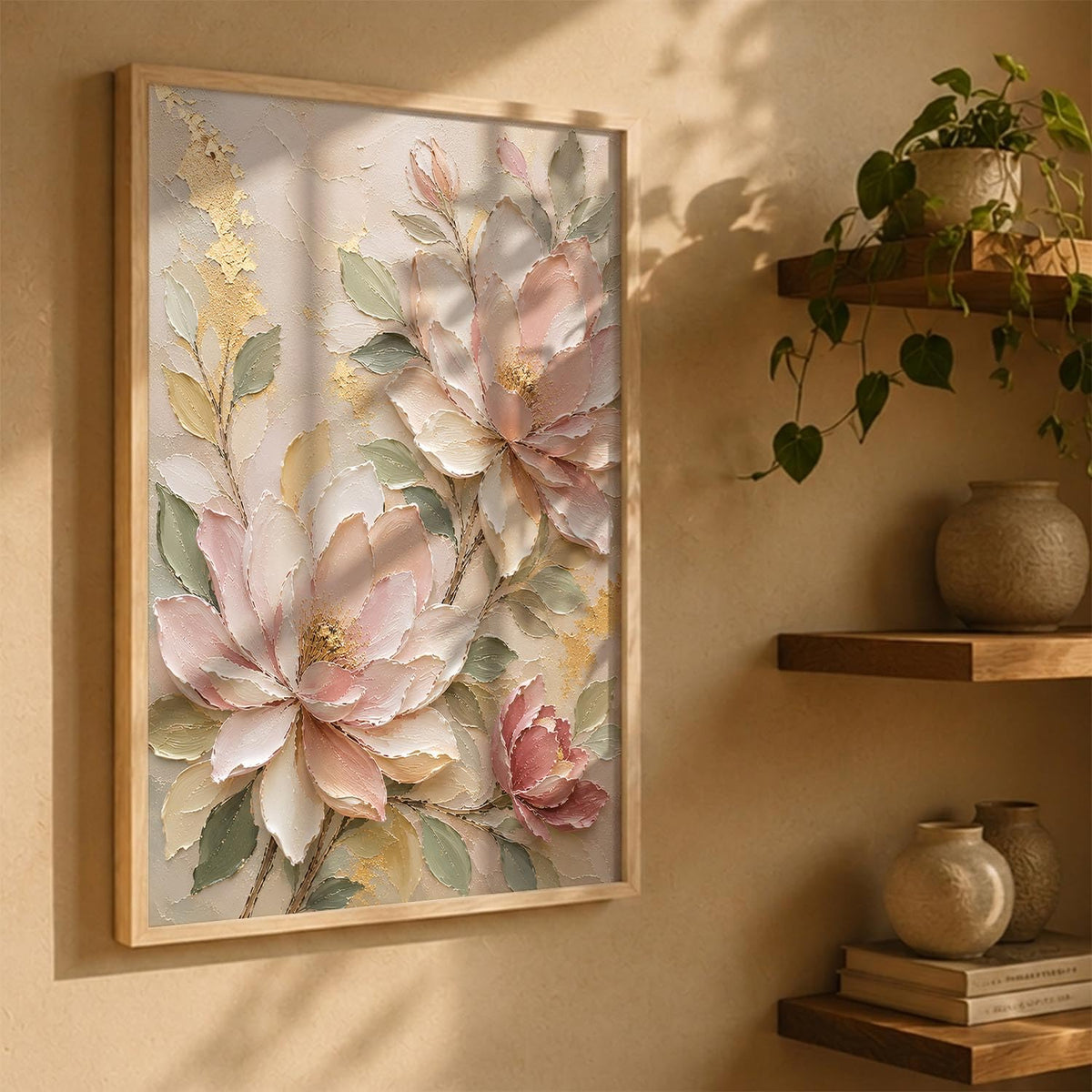 Floral Wall Art Home Decoration | Aesthetic Floral Paintings With Frame For Living Room Bed Room Hotel Wall Decor Digital Reprint Set of 1 (14X20)
