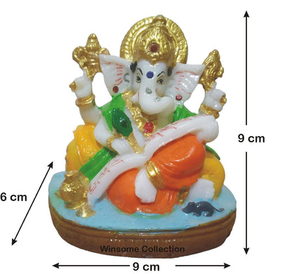 Ganesha Ganesh Ganpati Gajanan Statue Idol Murti Gift Item Decorative Showpiece Multicolor Polyresin Pack of 1 (B003)
