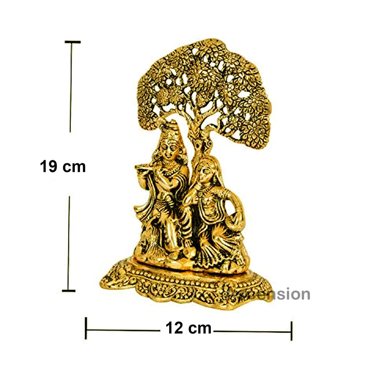 Metal Radha Krishna Idol Decorative Showpiece Statue for Puja Room Home Decor Office Desk Decoration Gift Items (7 x 6 Inches) Gold