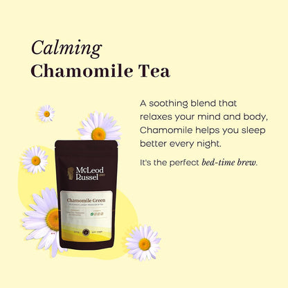 McLeod Russel 1869 - Chamomile Green Tea | 100g | Long Leaf Green Tea | 100% Pure & Natural Chamomile Flower | Better Sleep & Relaxation | 40+ Cups
