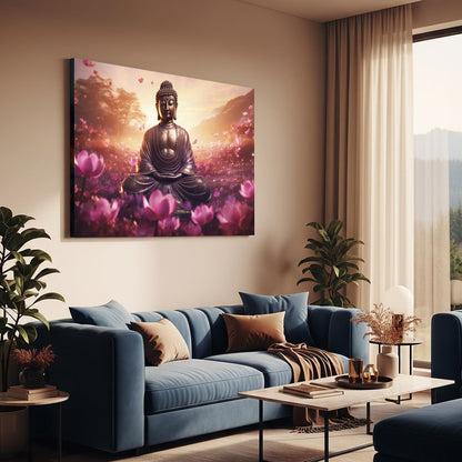 Canvas Wall Art Painting, 7 Running Horses with Rising Sun, Vastu Frame Decor, Multicolour, 45.7 x 61 cm (BUDDHA)