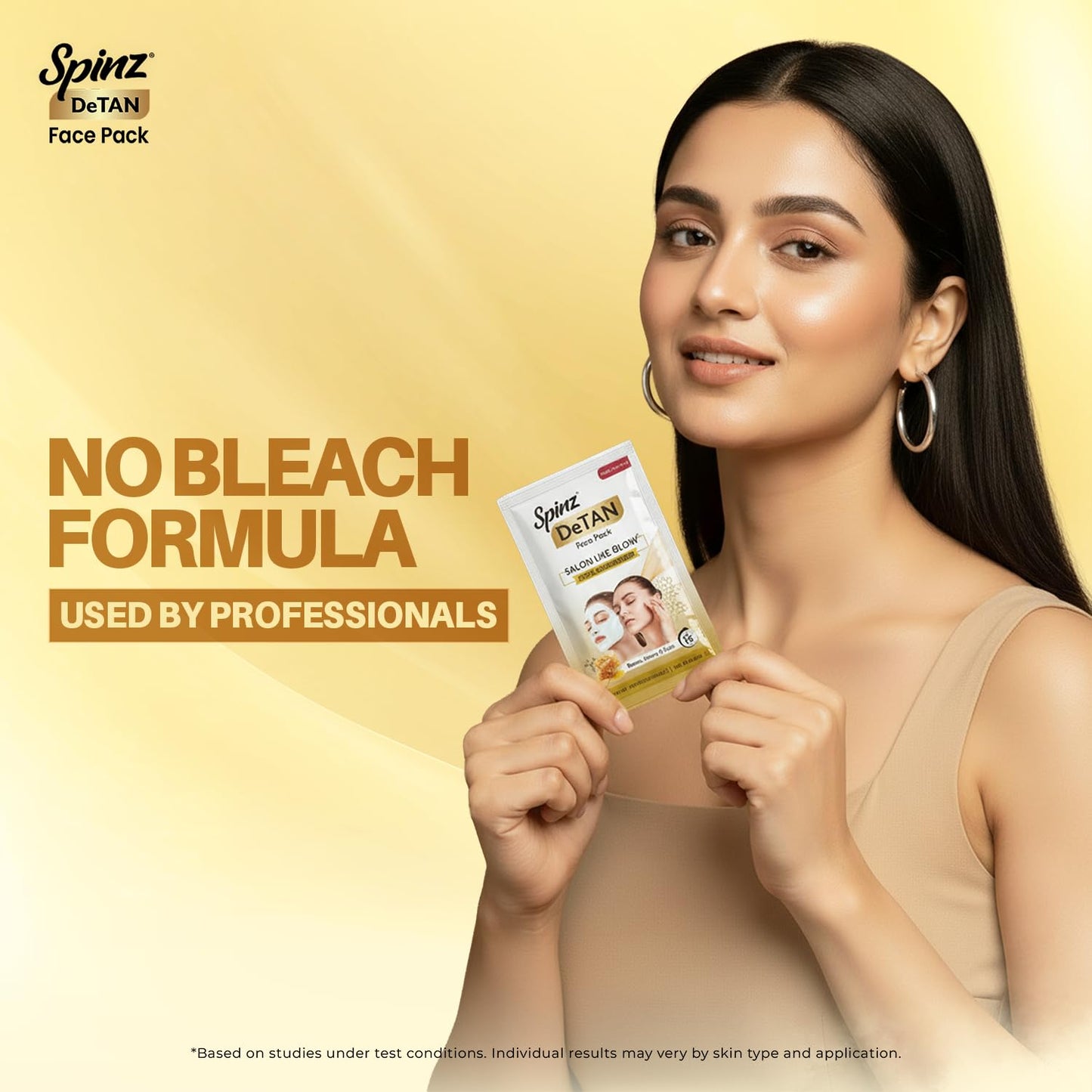Spinz DeTan Face Pack with Besan, Honey & Kojic Acid | Tan Removal cream for Brightening & Glow | Salon-like Glow in 15 mins | 72g, Pack of 6 (12g x 6)
