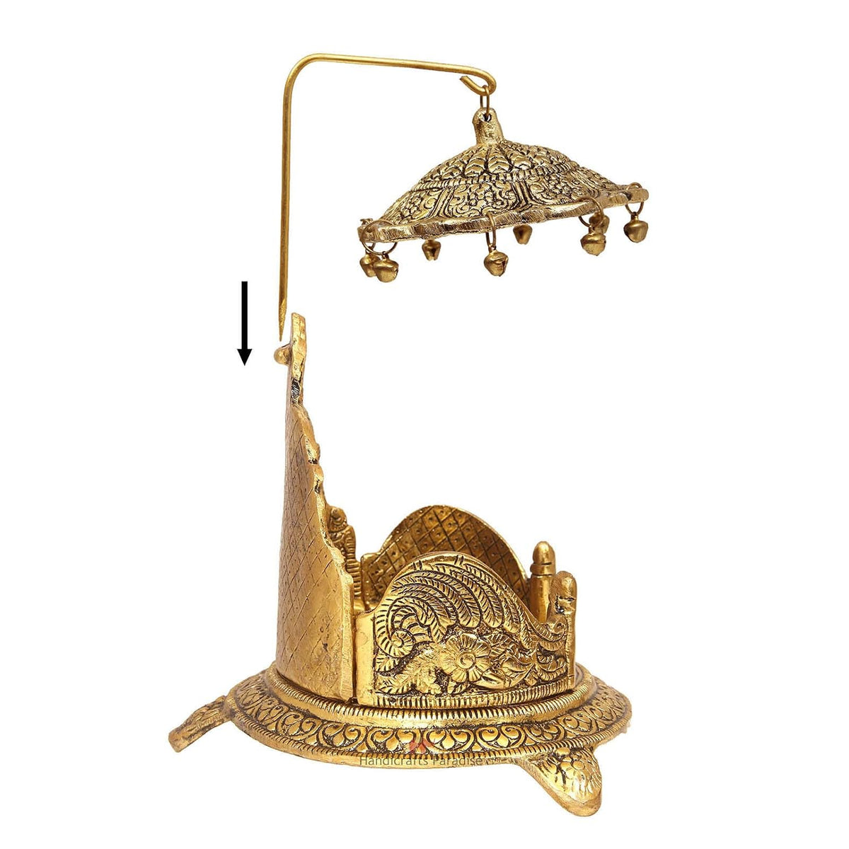 Big Aluminium Metal Antique Golden Finish Singhasan Laddu Gopal aasan, 1 Piece