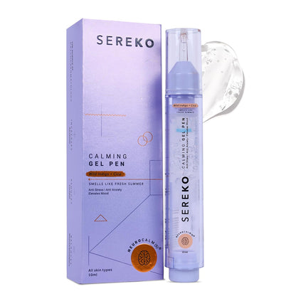 Serekko calming gel pen with packaging on a white background