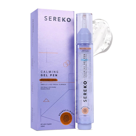 Serekko calming gel pen with packaging on a white background
