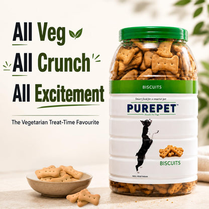 Purepet Dog Treats Biscuits for All Life Stages 800g Pack | 100% Vegetable Flavour | Active Behaviour | Oral Health | Training and Behaviour | Healthy Immune System