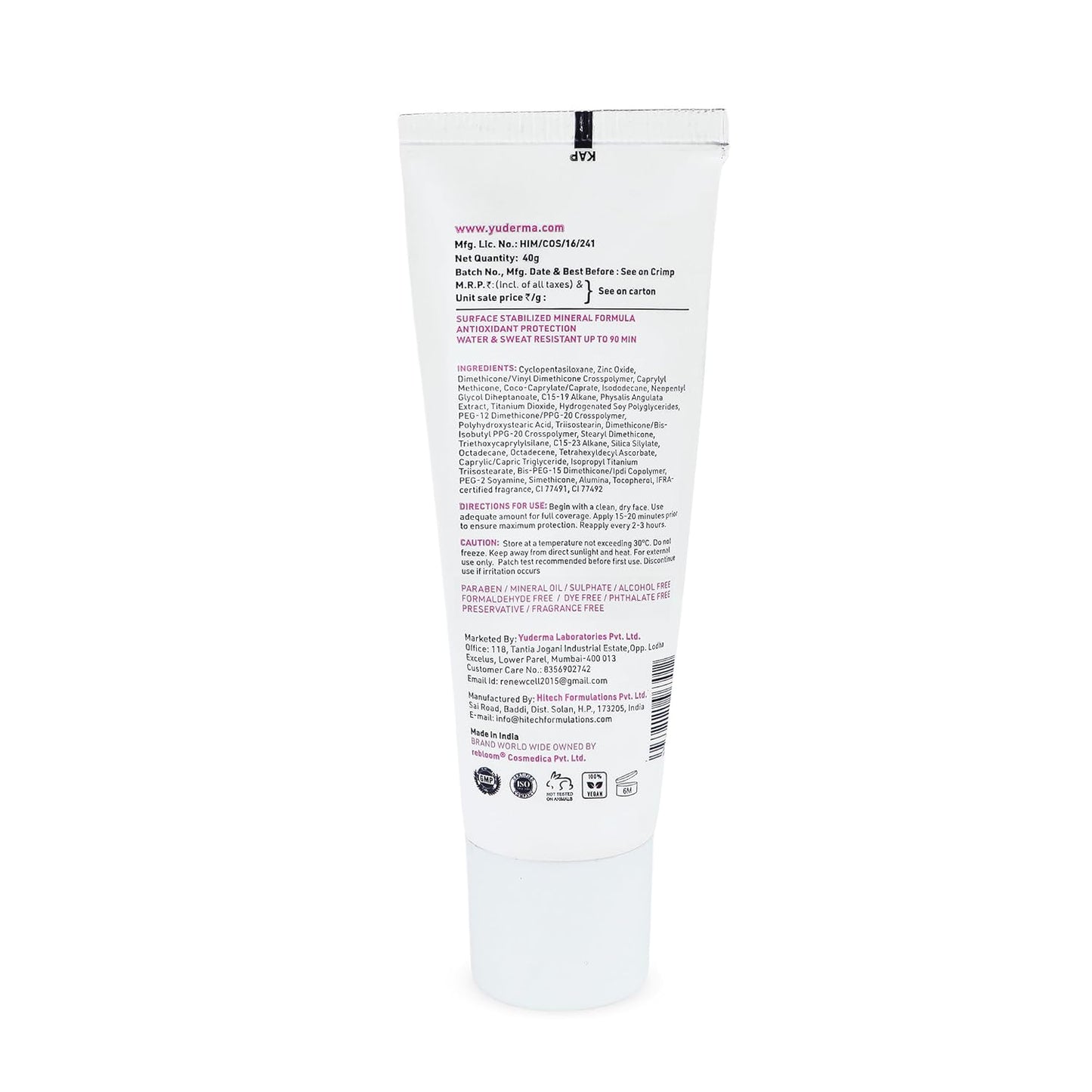 Matte Sunscreen SPF 55 PA++++ | Lightweight, No White Cast, Waterproof & Sweat Resistant Tinted Sunscreen for Oily, Acne-Prone & Sensitive Skin – 40g