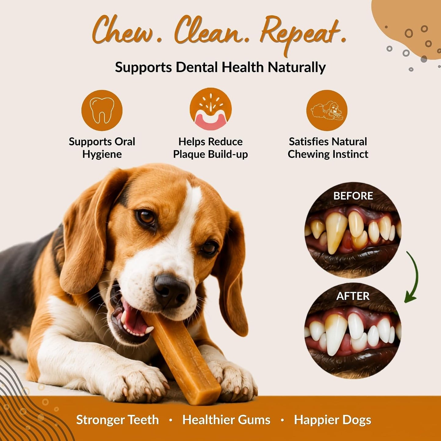 HYE Pets Camel Milk Dog Chews, Rawhide Free Long Lasting Dental Chews, High Protein Natural Dog Treats | Omega-3 Rich & Easily Digestible, Medium - 2 Chews