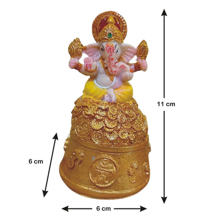 Ganesha Ganesh Ganpati Gajanan Statue Idol Murti Gift Item Decorative Showpiece Multicolor Polyresin Pack of 1 (B016)