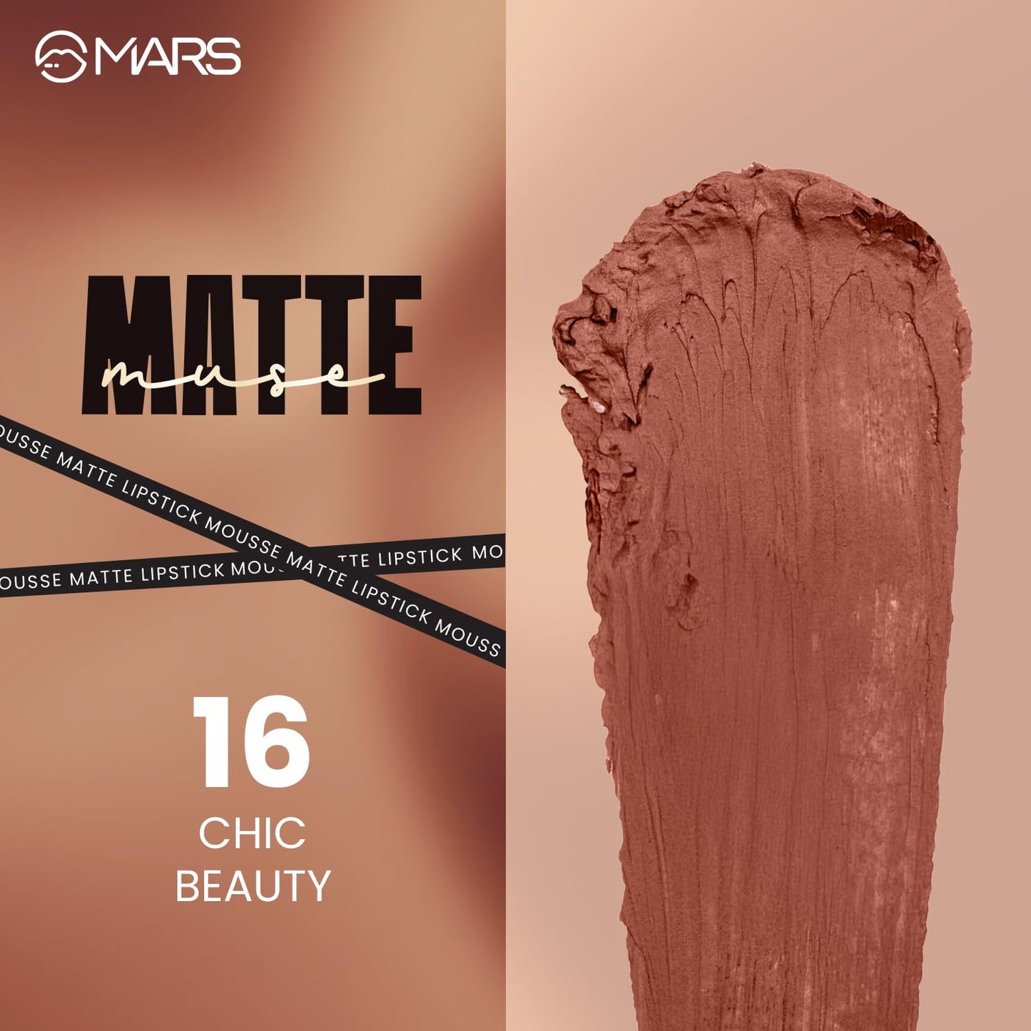 MARS Matte Muse Mousse Lipstick (3ml) (16-CHICK BEAUTY) with Doe-Foot Applicator | Highly Pigmented | Smooth Texture | Hydrating Formula | Blurry Lips Effect
