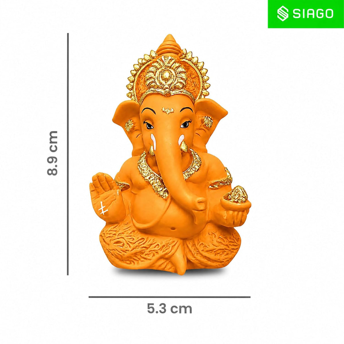 Premium Lord Ganesha Idol for Car Dashboard | 3.5 Inch Resin Ganpati Murti | Elegant Home & Office Decor Showpiece Mustard Yellow SIA485