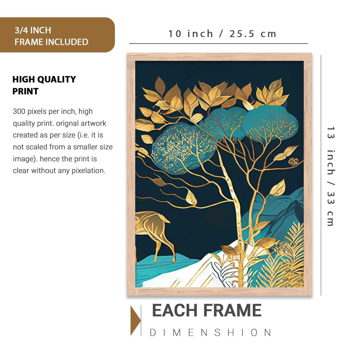 Wood Painting For Wall Decoration - Modern Art Wall Decor Framed Painting For Living Room Bedroom - Framed Wall Posters/Paintings With Frame Set of 3 (Art 12, 10x13 inch)