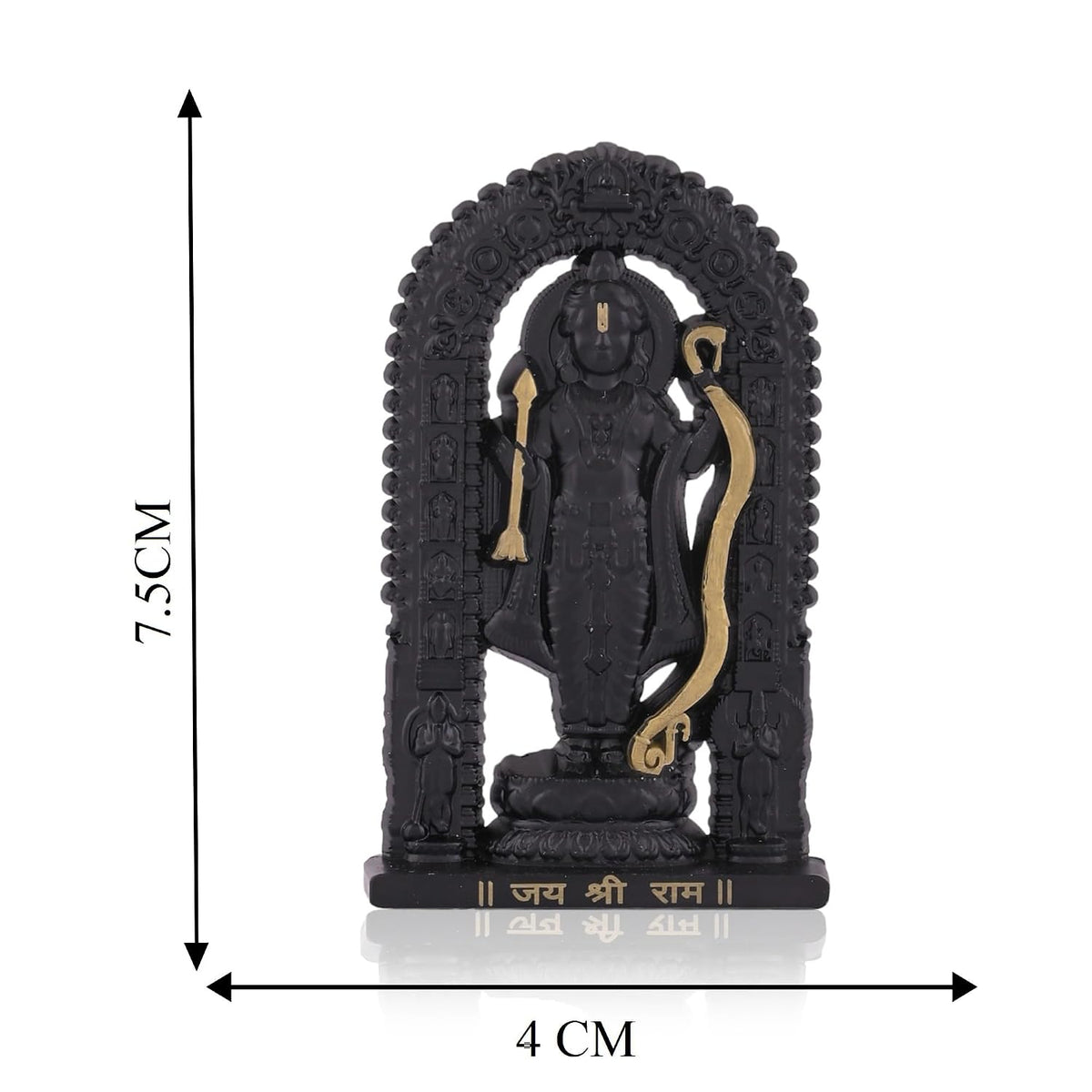 Metal Small Ram Lalla Idol Murti Ayodhya for Car Dashboard Home Decor,Home Temple Mandir Pooja, Gift, Car Dashboard (Black Height - 2.7 Inch)