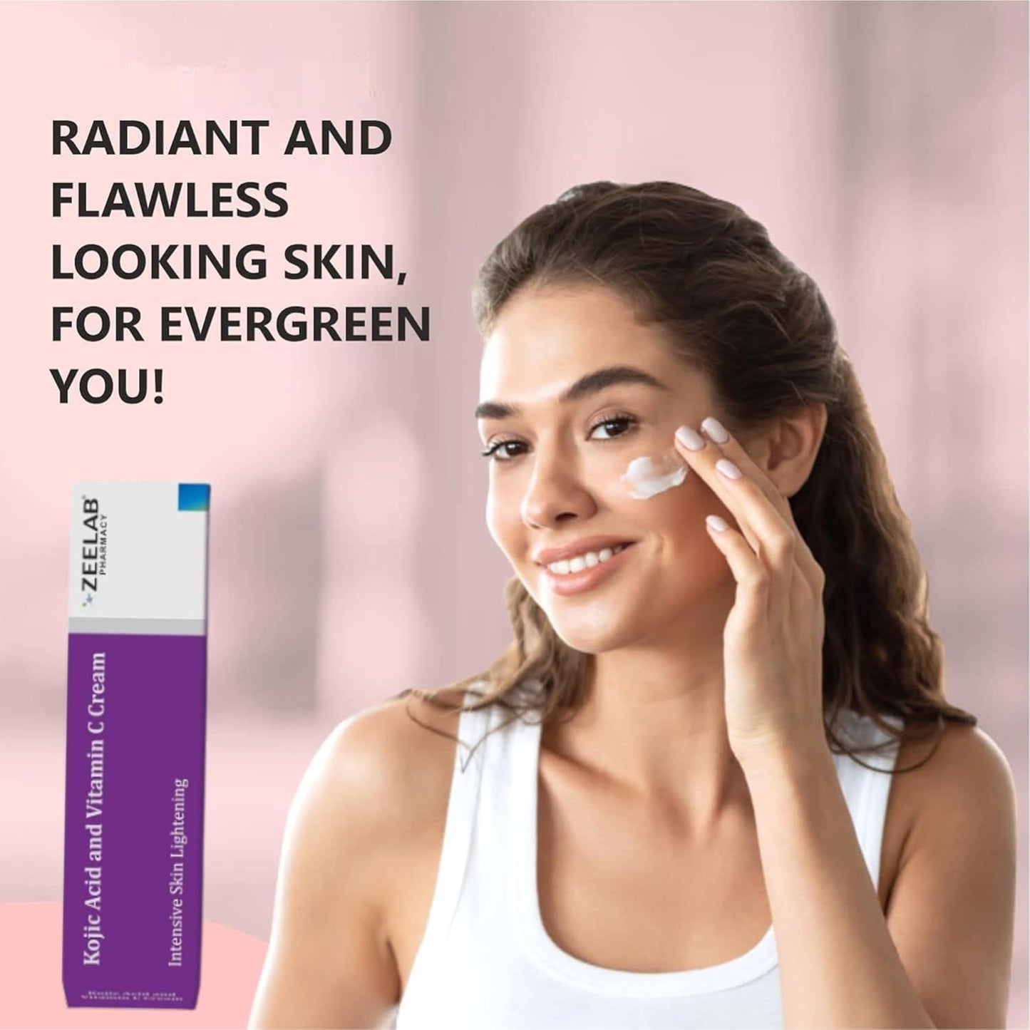 Zeelab Kojic Acid 2% and Vitamin C Cream – Advanced Formula for Pigmentation, Dark Spots, Age Spots, Acne Marks & Uneven Skin Tone – 20g Tube