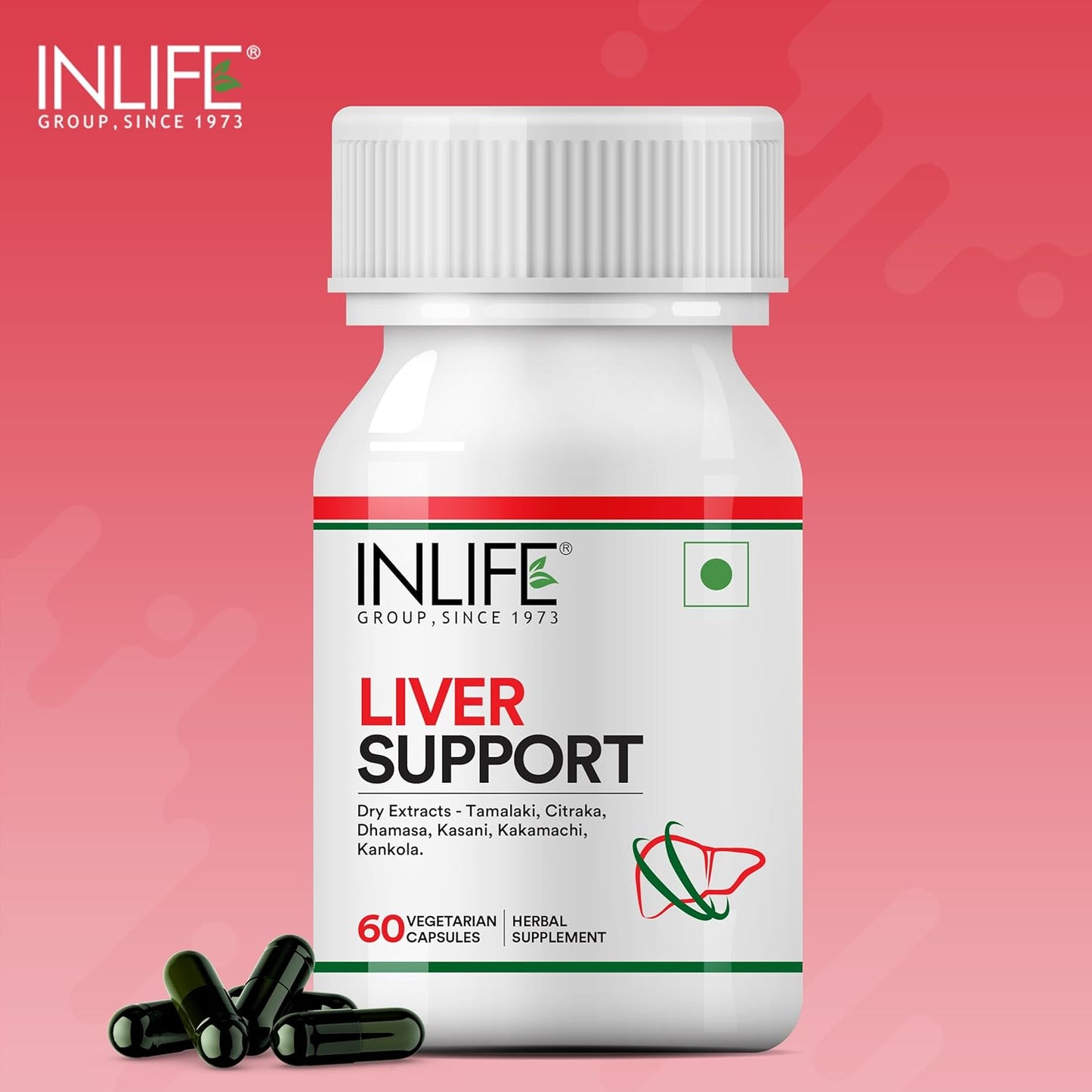 INLIFE Liver Support Supplement with Ayurvedic Herbs | Tamalaki, Citraka, Dhamasa, Kasanai, Kakamachi | Supports Healthy Liver Function for Men & Women - 60 Vegetarian Capsules