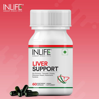 INLIFE Liver Support Supplement with Ayurvedic Herbs | Tamalaki, Citraka, Dhamasa, Kasanai, Kakamachi | Supports Healthy Liver Function for Men & Women - 60 Vegetarian Capsules