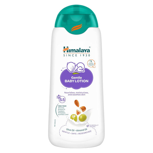 Himalaya Gentle Baby Lotion 100ml with Almond Oil, Olive Oil & Giloy | pH 5.5 | No. 1 Doctor Recommended Baby Lotion | Hypoallergenic | Nourishing Baby Moisturizer for All Skin Types