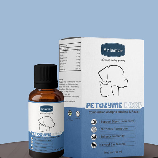 Aniamor Petozyme Drops for Dogs and Cats | Improve Digestion and Nutrient Absorption | Dogs and Cats Supplement | for All Life Stages | Chicken Flavour | 30 ml