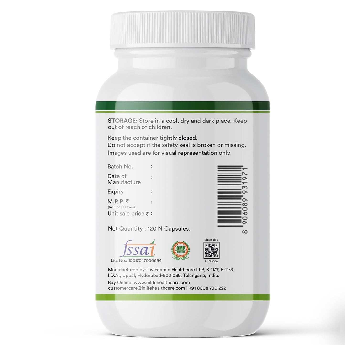 INLIFE Magnesium Glycinate Supplement 1100mg (Elemental Magnesium 242mg) with Zinc 10mg (as Zinc Picolinate) Per Serving, Relaxation & Healthy Muscle Function - 120 Capsules (Pack of 1, 120, count)