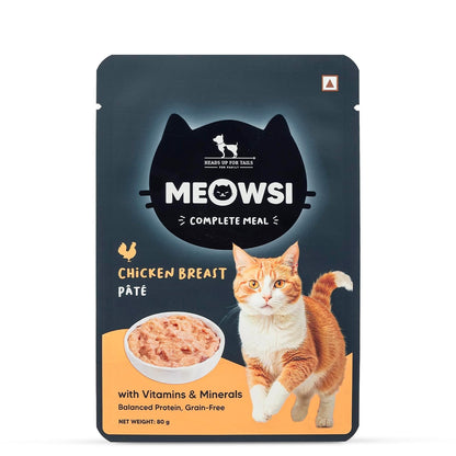Meowsi by HUFT Chicken Breast Pate Cat Food - 80 gm | Wholesome, Smooth & High-Protein Wet Food for Persian & All Breeds | Supports Strong Muscles, Healthy Digestion & Shiny Coat