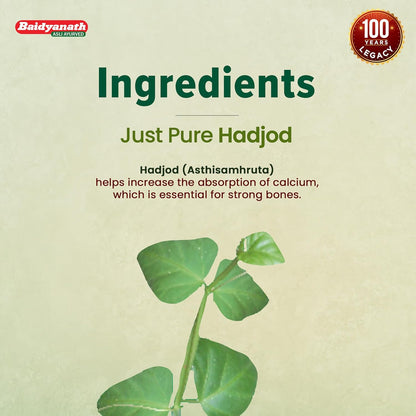 Baidyanath Hadjod - 60 Tablets | Supports Bone Strength, Joint Flexibility & Mobility |