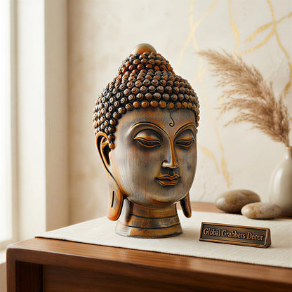 Buddha Idol Statue | Show Pieces for Home Decor Living Room (Antique Orange)