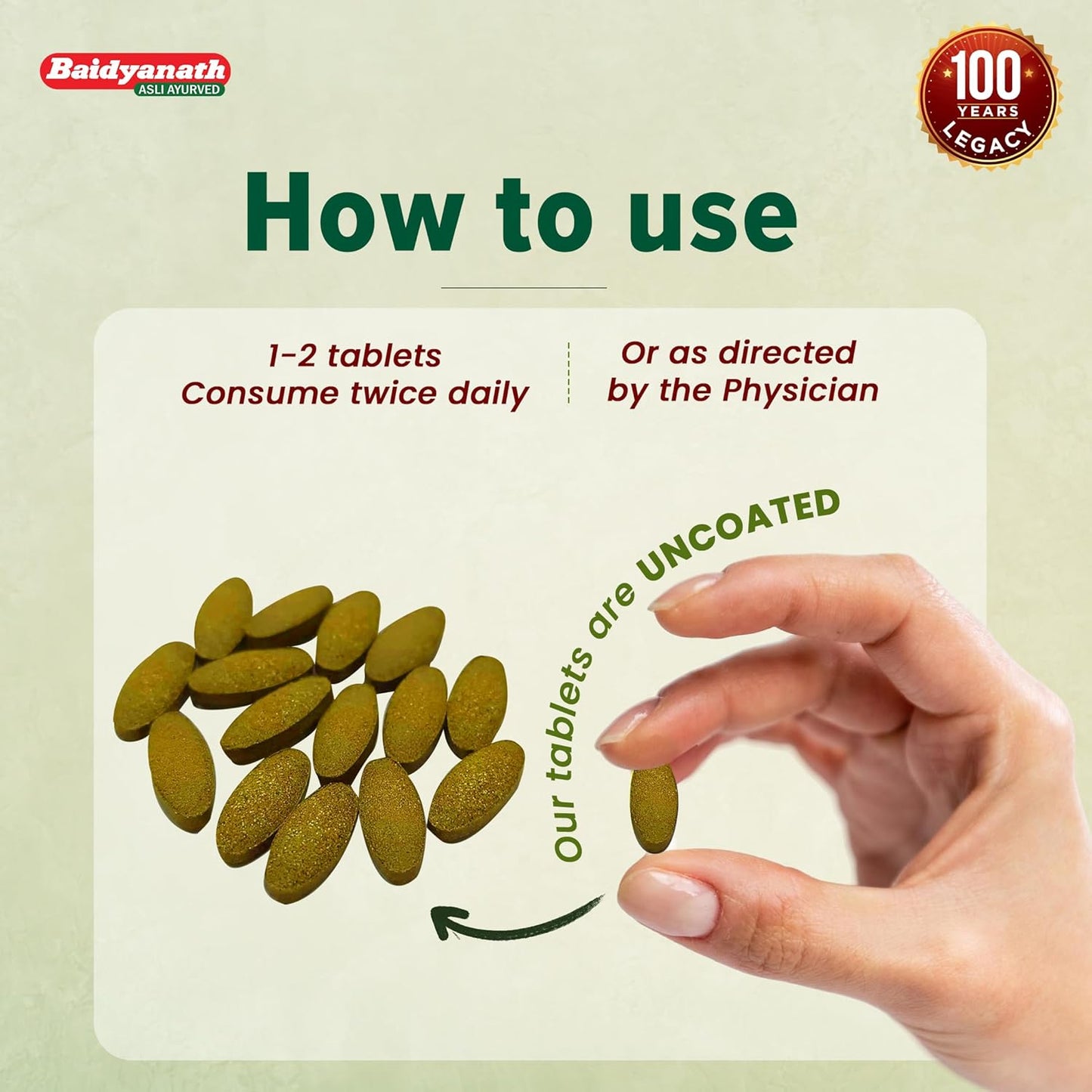 Baidyanath Hadjod - 60 Tablets | Supports Bone Strength, Joint Flexibility & Mobility |